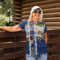 New Zealand Merry Christmas Women Polo Shirt Maori Animals, Koru Tattoo - Blue Xmas Style