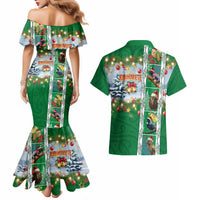 New Zealand Merry Christmas Couples Matching Mermaid Dress and Hawaiian Shirt Maori Animals, Koru Tattoo - Green Xmas Style LT03 - Polynesian Pride