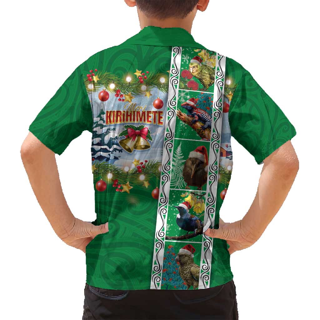 New Zealand Merry Christmas Family Matching Puletasi and Hawaiian Shirt Maori Animals, Koru Tattoo - Green Xmas Style LT03 - Polynesian Pride