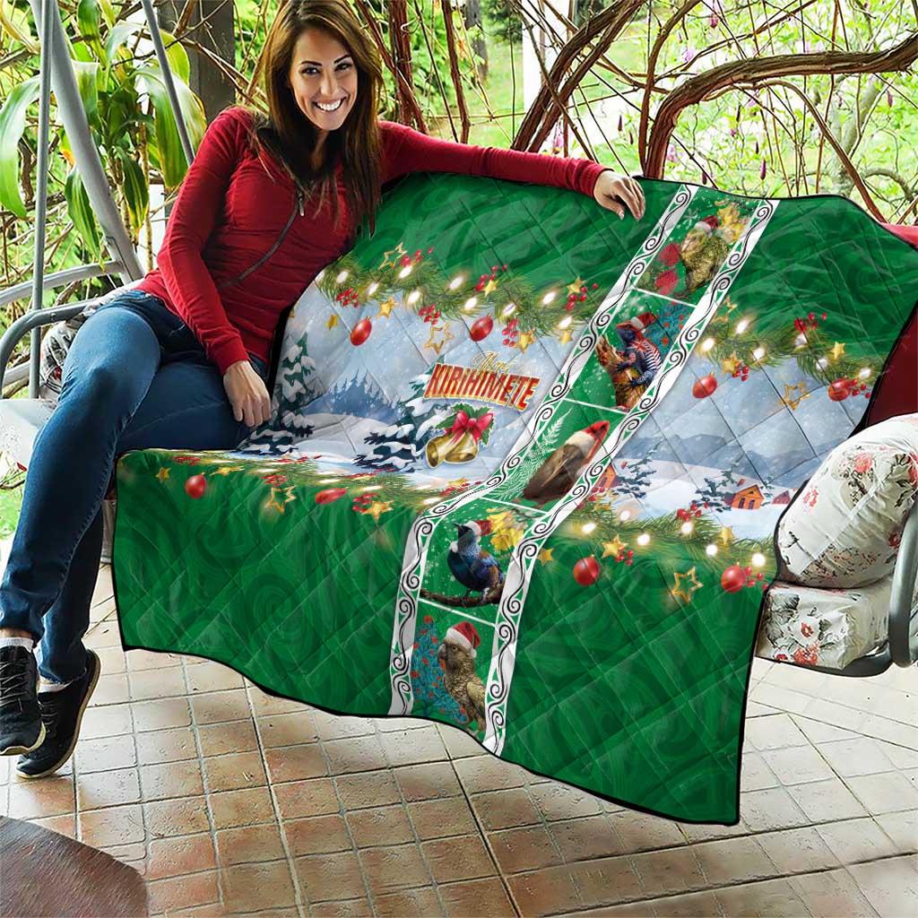 New Zealand Merry Christmas Quilt Maori Animals, Koru Tattoo - Green Xmas Style