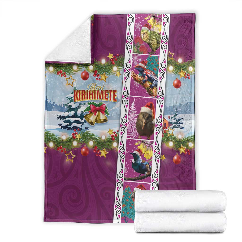 New Zealand Merry Christmas Blanket Maori Animals, Koru Tattoo - Pink Xmas Style