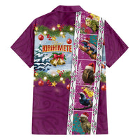 New Zealand Merry Christmas Family Matching Long Sleeve Bodycon Dress and Hawaiian Shirt Maori Animals, Koru Tattoo - Pink Xmas Style LT03 - Polynesian Pride