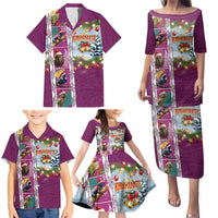 New Zealand Merry Christmas Family Matching Puletasi and Hawaiian Shirt Maori Animals, Koru Tattoo - Pink Xmas Style LT03 - Polynesian Pride