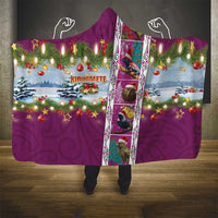 New Zealand Merry Christmas Hooded Blanket Maori Animals, Koru Tattoo - Pink Xmas Style LT03 - Polynesian Pride