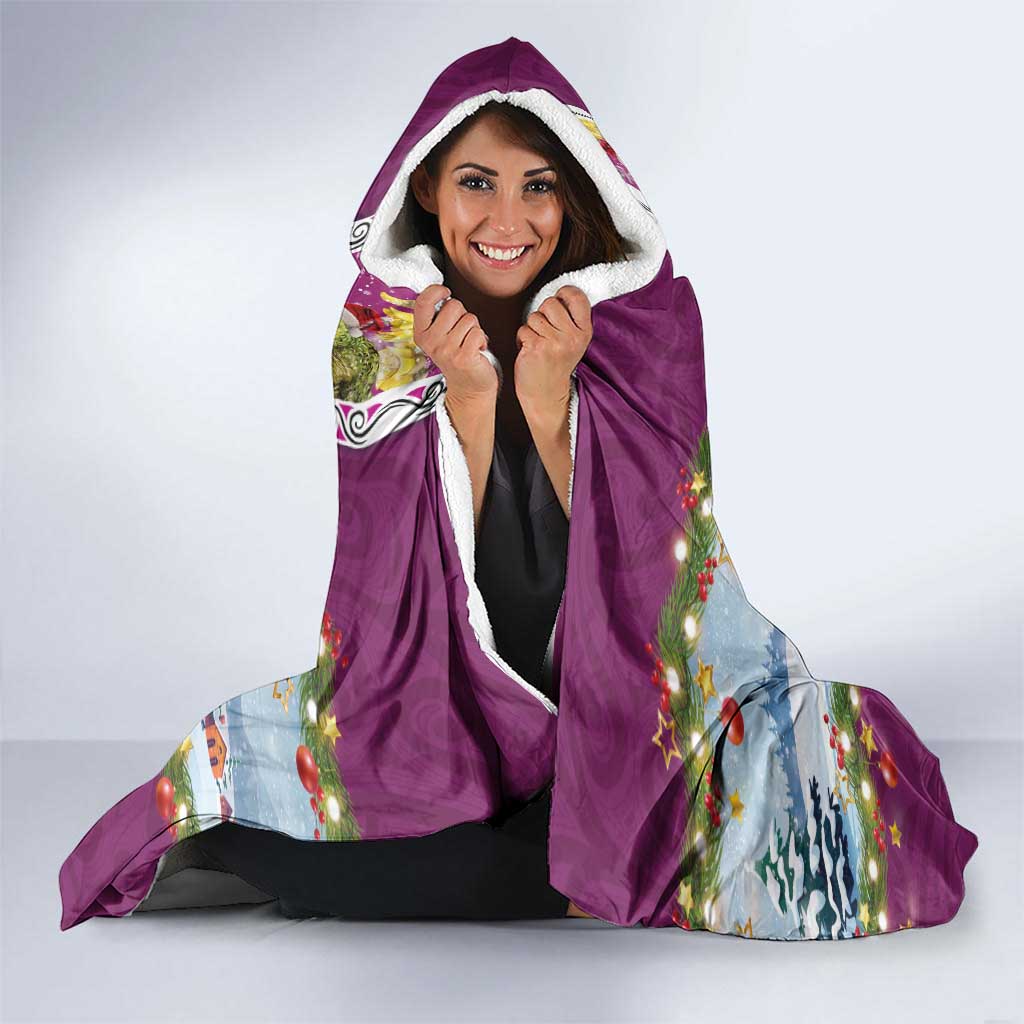 New Zealand Merry Christmas Hooded Blanket Maori Animals, Koru Tattoo - Pink Xmas Style LT03 - Polynesian Pride