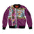 New Zealand Merry Christmas Sleeve Zip Bomber Jacket Maori Animals, Koru Tattoo - Pink Xmas Style