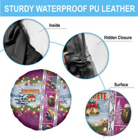 New Zealand Merry Christmas Spare Tire Cover Maori Animals, Koru Tattoo - Pink Xmas Style