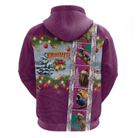 New Zealand Merry Christmas Zip Hoodie Maori Animals, Koru Tattoo - Pink Xmas Style LT03 - Polynesian Pride