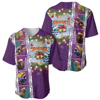 New Zealand Merry Christmas Baseball Jersey Maori Animals, Koru Tattoo - Purple Xmas Style