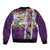 New Zealand Merry Christmas Bomber Jacket Maori Animals, Koru Tattoo - Purple Xmas Style