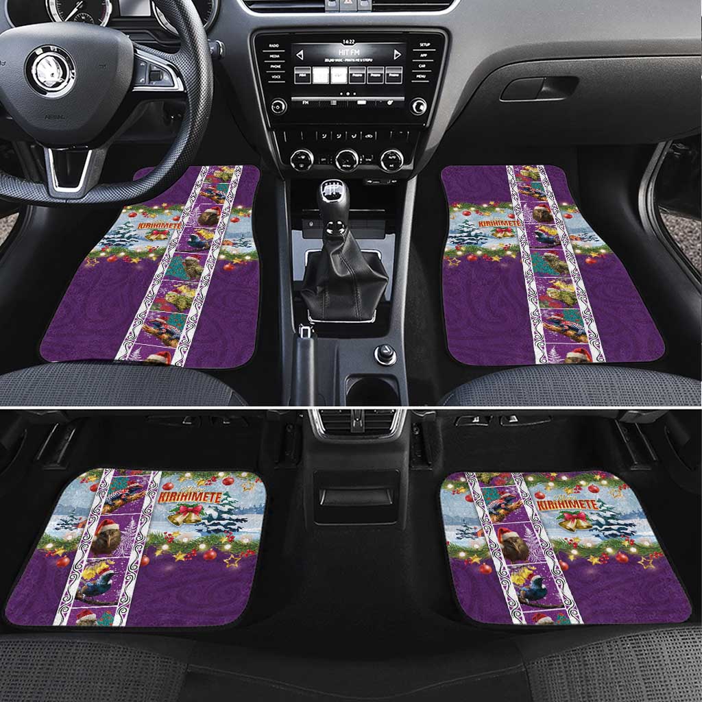 New Zealand Merry Christmas Car Mats Maori Animals, Koru Tattoo - Purple Xmas Style