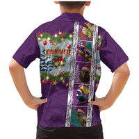New Zealand Merry Christmas Family Matching Mermaid Dress and Hawaiian Shirt Maori Animals, Koru Tattoo - Purple Xmas Style LT03 - Polynesian Pride