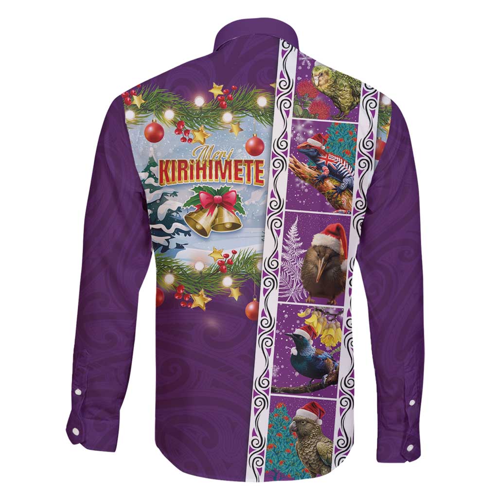 New Zealand Merry Christmas Family Matching Mermaid Dress and Hawaiian Shirt Maori Animals, Koru Tattoo - Purple Xmas Style LT03 - Polynesian Pride