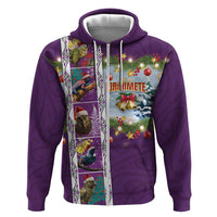 New Zealand Merry Christmas Hoodie Maori Animals, Koru Tattoo - Purple Xmas Style