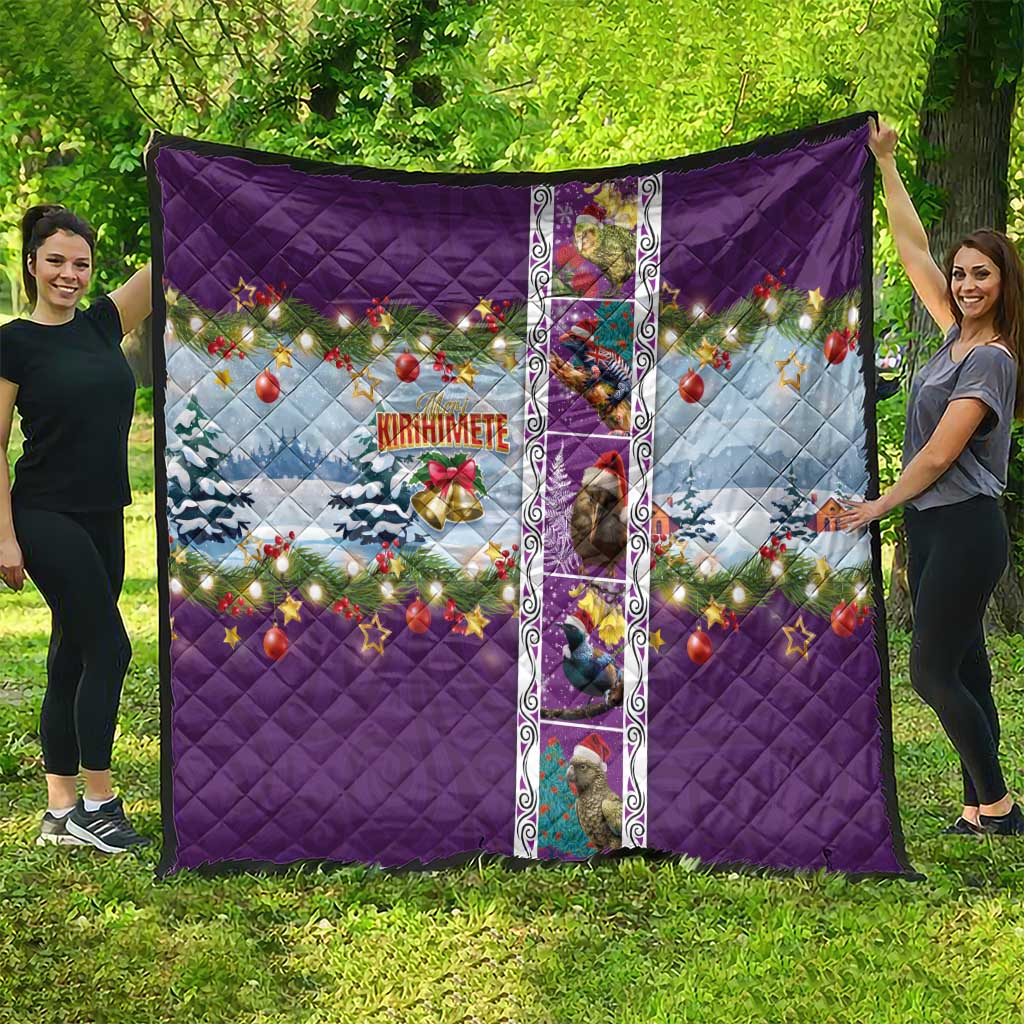 New Zealand Merry Christmas Quilt Maori Animals, Koru Tattoo - Purple Xmas Style LT03 - Polynesian Pride