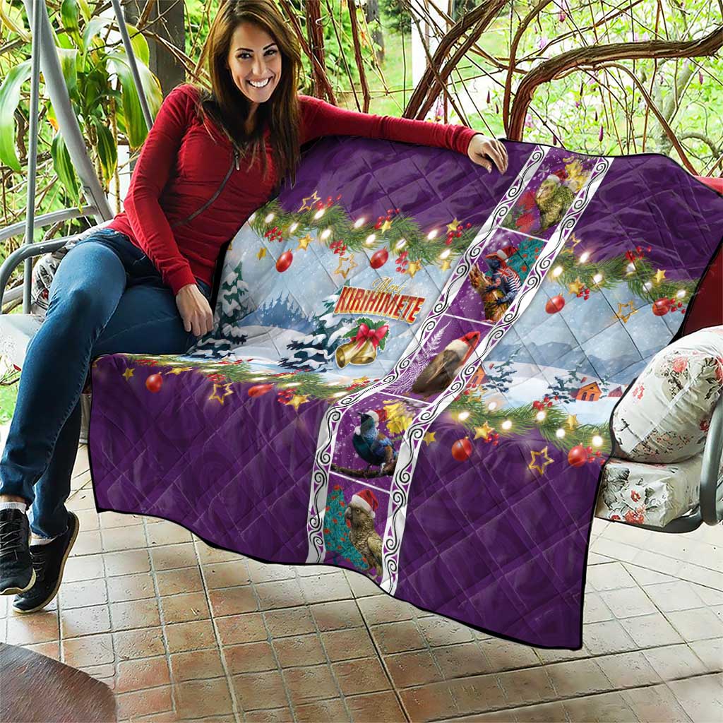 New Zealand Merry Christmas Quilt Maori Animals, Koru Tattoo - Purple Xmas Style LT03 - Polynesian Pride