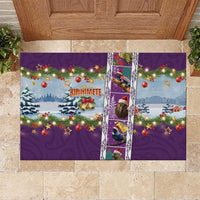 New Zealand Merry Christmas Rubber Doormat Maori Animals, Koru Tattoo - Purple Xmas Style LT03 Purple - Polynesian Pride