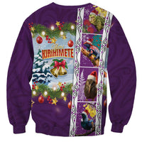New Zealand Merry Christmas Sweatshirt Maori Animals, Koru Tattoo - Purple Xmas Style