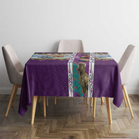New Zealand Merry Christmas Tablecloth Maori Animals, Koru Tattoo - Purple Xmas Style