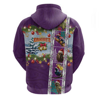 New Zealand Merry Christmas Zip Hoodie Maori Animals, Koru Tattoo - Purple Xmas Style LT03 - Polynesian Pride