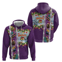 New Zealand Merry Christmas Zip Hoodie Maori Animals, Koru Tattoo - Purple Xmas Style LT03 - Polynesian Pride
