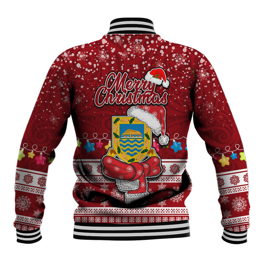 Tuvalu Christmas Baseball Jacket Snowman and Tuvalu Coat of Arms Maori Tribal Xmas Style LT03 - Polynesian Pride