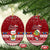 Tuvalu Christmas Ceramic Ornament Snowman and Tuvalu Coat of Arms Maori Tribal Xmas Style LT03 Oval Red - Polynesian Pride