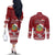 Tuvalu Christmas Couples Matching Off The Shoulder Long Sleeve Dress and Long Sleeve Button Shirt Snowman and Tuvalu Coat of Arms Maori Tribal Xmas Style LT03 - Polynesian Pride