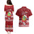 Tuvalu Christmas Couples Matching Puletasi Dress and Hawaiian Shirt Snowman and Tuvalu Coat of Arms Maori Tribal Xmas Style LT03 - Polynesian Pride