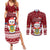 Tuvalu Christmas Couples Matching Summer Maxi Dress and Long Sleeve Button Shirt Snowman and Tuvalu Coat of Arms Maori Tribal Xmas Style LT03 Red - Polynesian Pride