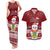 Tuvalu Christmas Couples Matching Tank Maxi Dress and Hawaiian Shirt Snowman and Tuvalu Coat of Arms Maori Tribal Xmas Style LT03 Red - Polynesian Pride