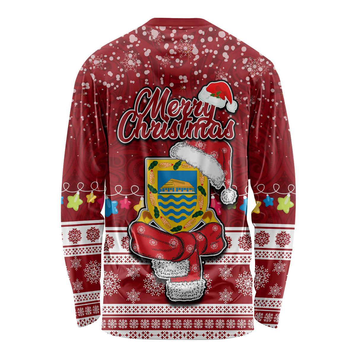 Tuvalu Christmas Long Sleeve Shirt Snowman and Tuvalu Coat of Arms Maori Tribal Xmas Style LT03 - Polynesian Pride