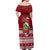 Tuvalu Christmas Off Shoulder Maxi Dress Snowman and Tuvalu Coat of Arms Maori Tribal Xmas Style LT03 - Polynesian Pride