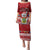 Tuvalu Christmas Puletasi Snowman and Tuvalu Coat of Arms Maori Tribal Xmas Style LT03 Long Dress Red - Polynesian Pride