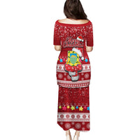 Tuvalu Christmas Puletasi Snowman and Tuvalu Coat of Arms Maori Tribal Xmas Style LT03 - Polynesian Pride