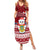 Tuvalu Christmas Summer Maxi Dress Snowman and Tuvalu Coat of Arms Maori Tribal Xmas Style LT03 Women Red - Polynesian Pride