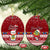 Personalised Tuvalu Christmas Ceramic Ornament Snowman and Tuvalu Coat of Arms Maori Tribal Xmas Style LT03 Oval Red - Polynesian Pride