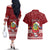 Personalised Tuvalu Christmas Couples Matching Off The Shoulder Long Sleeve Dress and Hawaiian Shirt Snowman and Tuvalu Coat of Arms Maori Tribal Xmas Style LT03 - Polynesian Pride