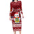 Personalised Tuvalu Christmas Family Matching Long Sleeve Bodycon Dress and Hawaiian Shirt Snowman and Tuvalu Coat of Arms Maori Tribal Xmas Style LT03 Mom's Dress Red - Polynesian Pride