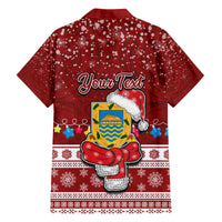 Personalised Tuvalu Christmas Family Matching Off Shoulder Short Dress and Hawaiian Shirt Snowman and Tuvalu Coat of Arms Maori Tribal Xmas Style LT03 - Polynesian Pride