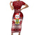 Personalised Tuvalu Christmas Short Sleeve Bodycon Dress Snowman and Tuvalu Coat of Arms Maori Tribal Xmas Style LT03 Long Dress Red - Polynesian Pride