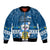 Tuvalu Christmas Bomber Jacket Snowman Hugs Tuvalu Coat of Arms Maori Pattern Blue Style LT03 Unisex Blue - Polynesian Pride