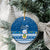 Tuvalu Christmas Ceramic Ornament Snowman Hugs Tuvalu Coat of Arms Maori Pattern Blue Style LT03 - Polynesian Pride