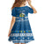 Tuvalu Christmas Family Matching Long Sleeve Bodycon Dress and Hawaiian Shirt Snowman Hugs Tuvalu Coat of Arms Maori Pattern Blue Style LT03 - Polynesian Pride