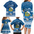 Tuvalu Christmas Family Matching Long Sleeve Bodycon Dress and Hawaiian Shirt Snowman Hugs Tuvalu Coat of Arms Maori Pattern Blue Style LT03 - Polynesian Pride