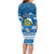 Tuvalu Christmas Family Matching Long Sleeve Bodycon Dress and Hawaiian Shirt Snowman Hugs Tuvalu Coat of Arms Maori Pattern Blue Style LT03 - Polynesian Pride