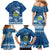 Tuvalu Christmas Family Matching Mermaid Dress and Hawaiian Shirt Snowman Hugs Tuvalu Coat of Arms Maori Pattern Blue Style LT03 - Polynesian Pride