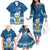 Tuvalu Christmas Family Matching Off Shoulder Long Sleeve Dress and Hawaiian Shirt Snowman Hugs Tuvalu Coat of Arms Maori Pattern Blue Style LT03 - Polynesian Pride