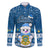 Tuvalu Christmas Family Matching Off Shoulder Long Sleeve Dress and Hawaiian Shirt Snowman Hugs Tuvalu Coat of Arms Maori Pattern Blue Style LT03 Dad's Shirt - Long Sleeve Blue - Polynesian Pride