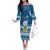 Tuvalu Christmas Family Matching Off Shoulder Long Sleeve Dress and Hawaiian Shirt Snowman Hugs Tuvalu Coat of Arms Maori Pattern Blue Style LT03 Mom's Dress Blue - Polynesian Pride